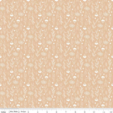 Image of the Evening on the Prairie Silhouette Floral Beige quilting cotton fabric by Modern Prairie for Riley Blake Designs. Features plants on an off-white background. Cute Little Fabric Shop