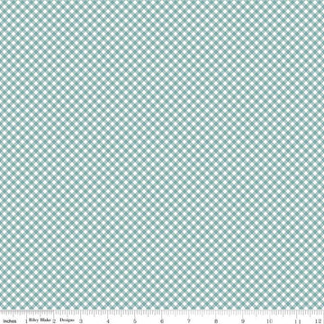 Image of the Baby Boy Gingham Blue quilting cotton fabric by Lori Whitlock for Riley Blake Designs. Features plaid on a blue background. Cute Little Fabric Shop
