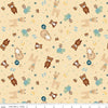 Image of the Baby Boy Animals Yellow quilting cotton fabric by Lori Whitlock for Riley Blake Designs. Features animals on a yellow background. Cute Little Fabric Shop