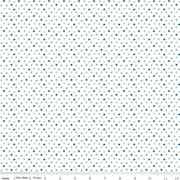 Image of the Baby Boy Stars White quilting cotton fabric by Lori Whitlock for Riley Blake Designs. Features stars on a white background. Cute Little Fabric Shop