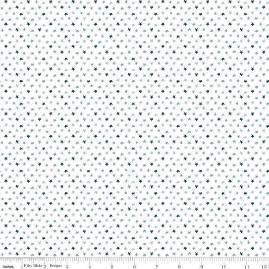 Image of the Baby Boy Stars White quilting cotton fabric by Lori Whitlock for Riley Blake Designs. Features stars on a white background. Cute Little Fabric Shop