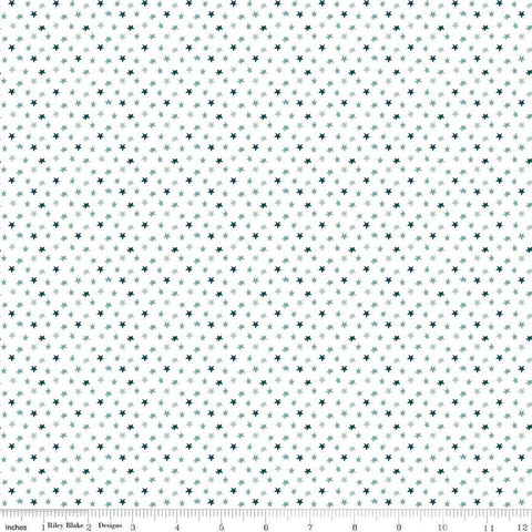 Image of the Baby Boy Stars White quilting cotton fabric by Lori Whitlock for Riley Blake Designs. Features stars on a white background. Cute Little Fabric Shop