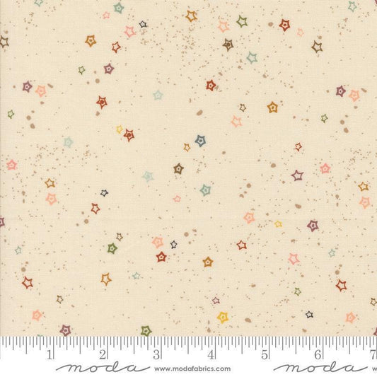 Images of Foraged Found Stardust Eggshell quilting cotton fabric by Fancy That Design House for Moda Fabrics. Features starts on a white background. Cute Little Fabric Shop