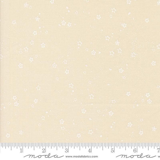 Images of Foraged Found Stardust Eggshell White quilting cotton fabric by Fancy That Design House for Moda Fabrics. Features starts on a cream background. Cute Little Fabric Shop