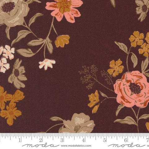 Images of Foraged Found Bloom Merlot quilting cotton fabric by Fancy That Design House for Moda Fabrics. Features flowers on a purple background. Cute Little Fabric Shop
