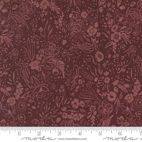 Images of Foraged Found Field Merlot quilting cotton fabric by Fancy That Design House for Moda Fabrics. Features leaves on a purple background. Cute Little Fabric Shop
