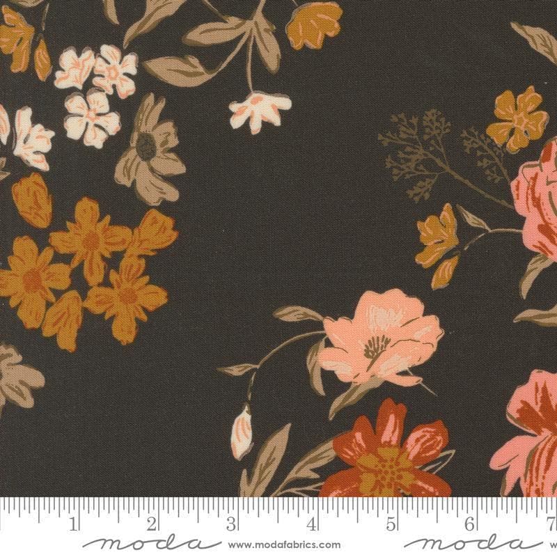 Images of Foraged Found Bloom Iron quilting cotton fabric by Fancy That Design House for Moda Fabrics. Features flowers on a gray background. Cute Little Fabric Shop