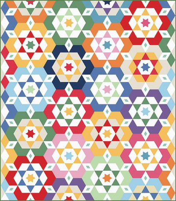 Hexagons at Play Quilt PATTERN P205 - American Jane Patterns - Riley Blake Designs - INSTRUCTIONS Only - Stars in Hexis