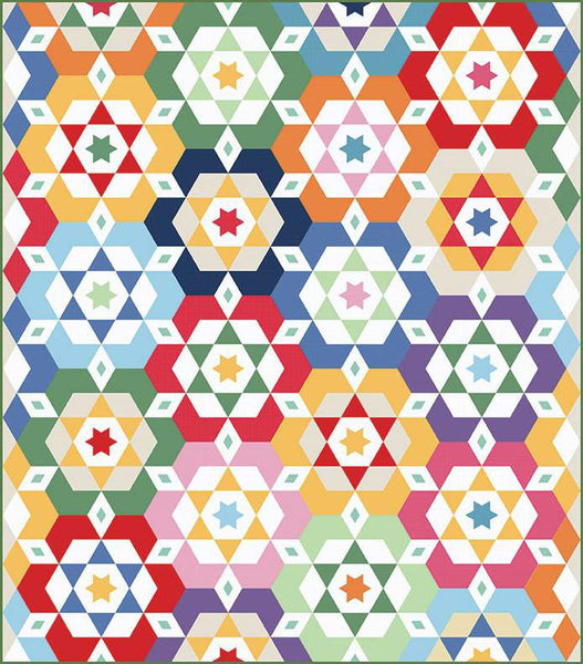 Hexagons at Play Quilt PATTERN P205 by American Jane Patterns - Riley Blake Designs - INSTRUCTIONS Only - Stars in Hexis