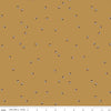 Image of Let's Wander Bobbers Golden quilting cotton fabric by Casey Cometti for Riley Blake Designs. Features bobbers on a gold background. Cute Little Fabric Shop