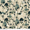 Image of Let's Wander Mountain Music Stone quilting cotton fabric by Casey Cometti for Riley Blake Designs. Features trees on a cream background. Cute Little Fabric Shop