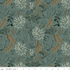 Image of Let's Wander Main Teal quilting cotton fabric by Casey Cometti for Riley Blake Designs. Features plants on a blue background. Cute Little Fabric Shop