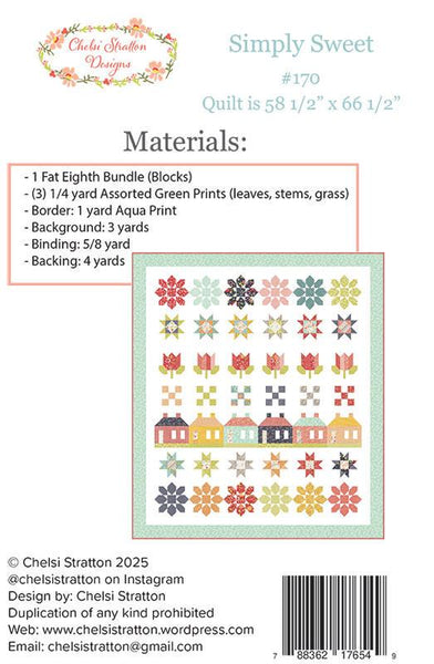 Simply Sweet G Quilt PATTERN CSD-170 by Chelsi Stratton Designs- Moda Fabrics - INSTRUCTIONS Only - Fat Eighth Friendly
