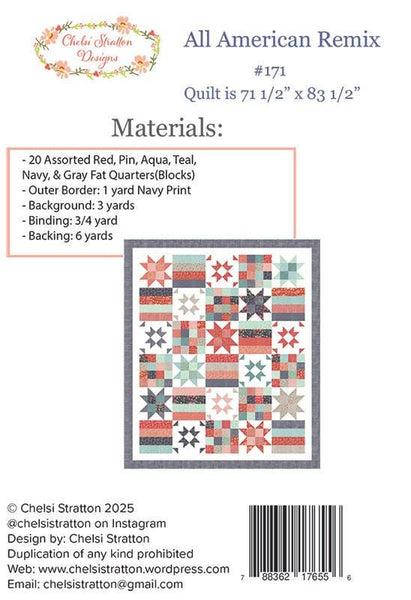 All American Remix G Quilt PATTERN CSD-171 by Chelsi Stratton Designs- Moda Fabrics - INSTRUCTIONS Only - Fat Quarter Friendly