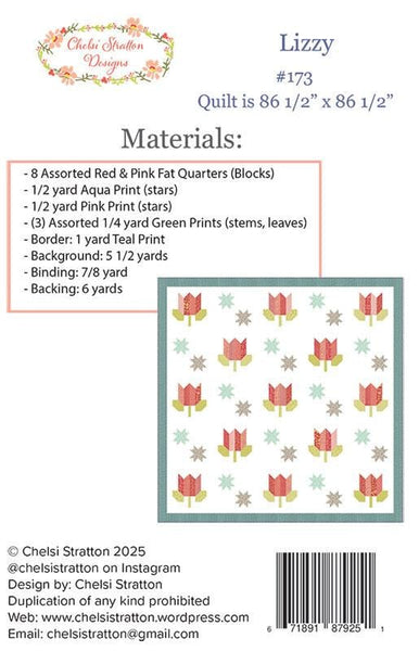 Lizzy Quilt PATTERN CSD-173 by Chelsi Stratton Designs- Moda Fabrics - INSTRUCTIONS Only - Fat Quarter Friendly