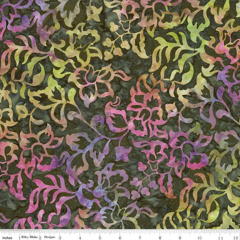 Image of Expressions Batiks Radiant Flourish Garden Party quilting cotton fabric by The RBD Designers for Riley Blake Designs. Features flowers on a green background. Cute Little Fabric Shop