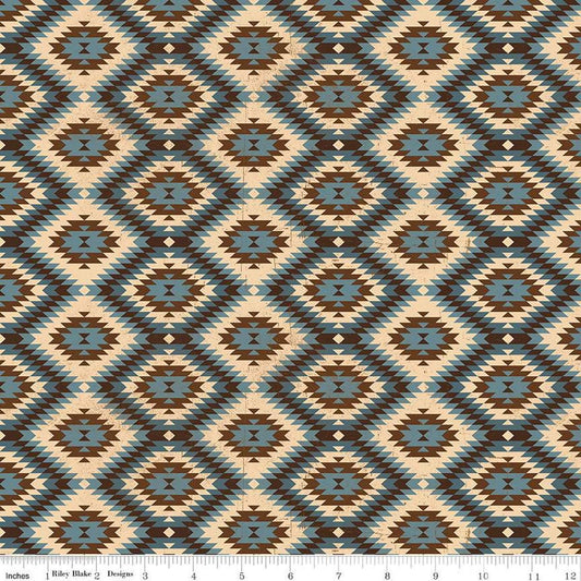 Image of John Wayne American West Southwest Denim quilting cotton fabric by Riley Blake Official Product for Riley Blake Designs. Features diamonds on a blue background. Cute Little Fabric Shop