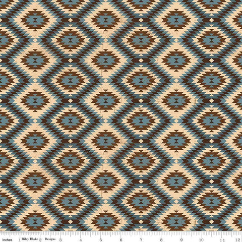 Image of John Wayne American West Southwest Denim quilting cotton fabric by Riley Blake Official Product for Riley Blake Designs. Features diamonds on a blue background. Cute Little Fabric Shop