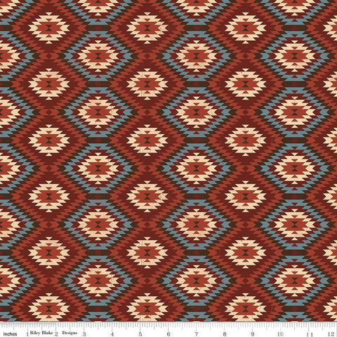 Image of John Wayne American West Southwest Red quilting cotton fabric by Riley Blake Official Product for Riley Blake Designs. Features diamonds on a red background. Cute Little Fabric Shop