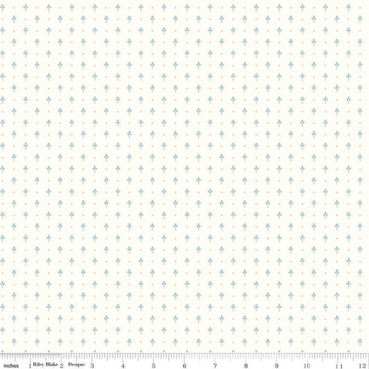 Image of Mary Catherine Petals Cloud quilting cotton fabric by Amy Smart for Riley Blake Designs. Features flowers on an off-white background. Cute Little Fabric Shop