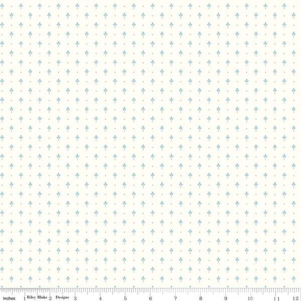 Image of Mary Catherine Petals Cloud quilting cotton fabric by Amy Smart for Riley Blake Designs. Features flowers on an off-white background. Cute Little Fabric Shop