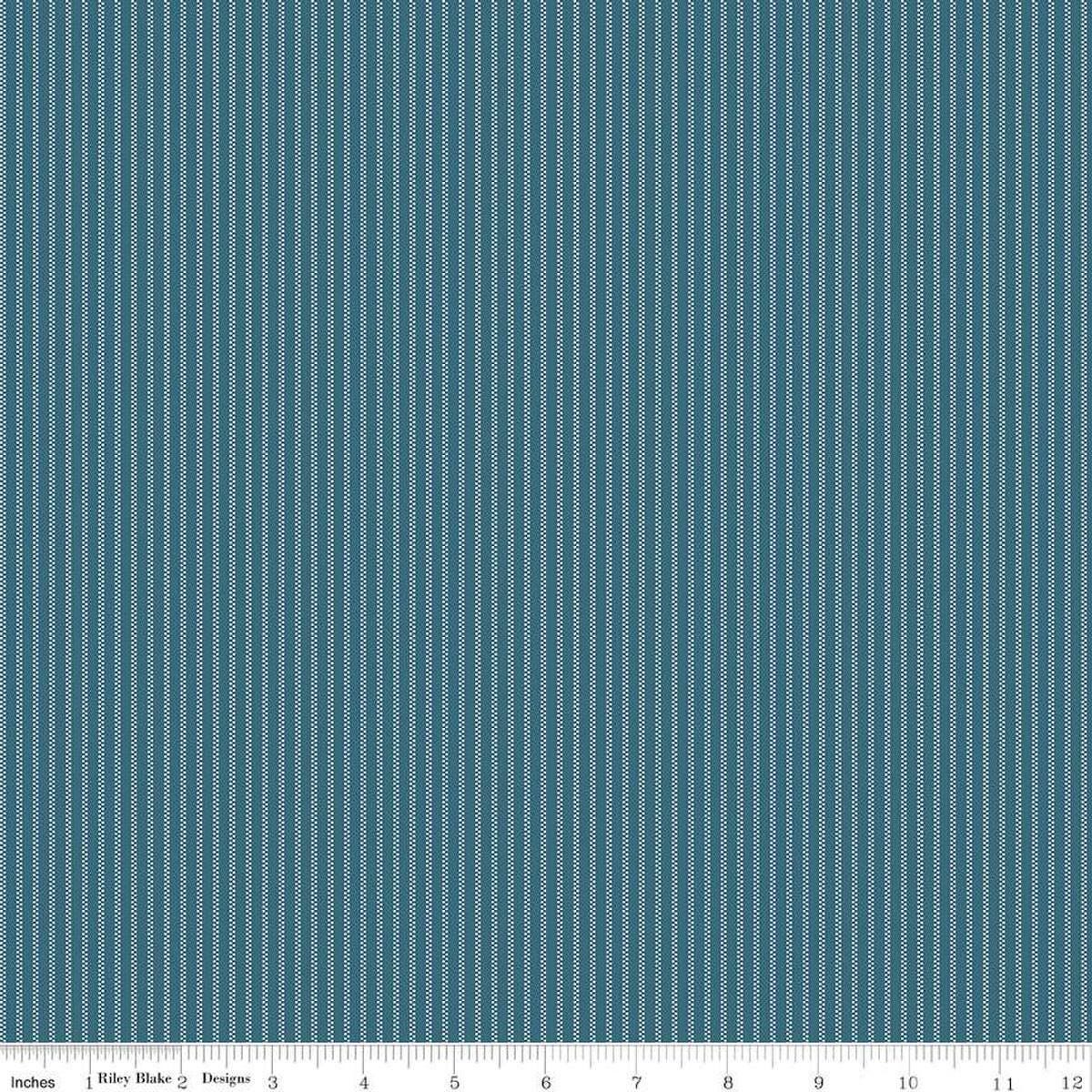 Image of Mary Catherine Stripe Stargazer quilting cotton fabric by Amy Smart for Riley Blake Designs. Features stripes on a blue background. Cute Little Fabric Shop