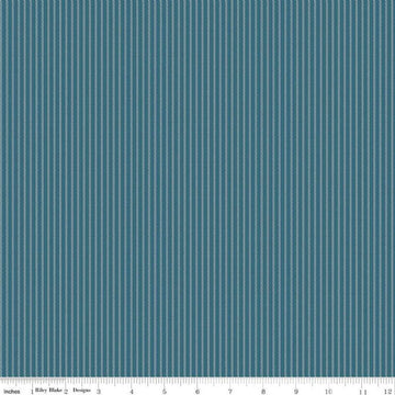 Image of Mary Catherine Stripe Stargazer quilting cotton fabric by Amy Smart for Riley Blake Designs. Features stripes on a blue background. Cute Little Fabric Shop