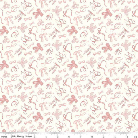 Image of Mary Catherine Bows Cloud quilting cotton fabric by Amy Smart for Riley Blake Designs. Features bows on an off-white background. Cute Little Fabric Shop