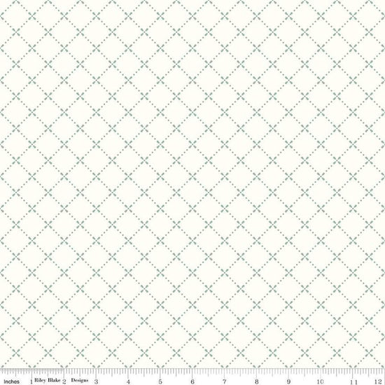 Image of Mary Catherine Grid Cloud quilting cotton fabric by Amy Smart for Riley Blake Designs. Features squares on an off-white background. Cute Little Fabric Shop