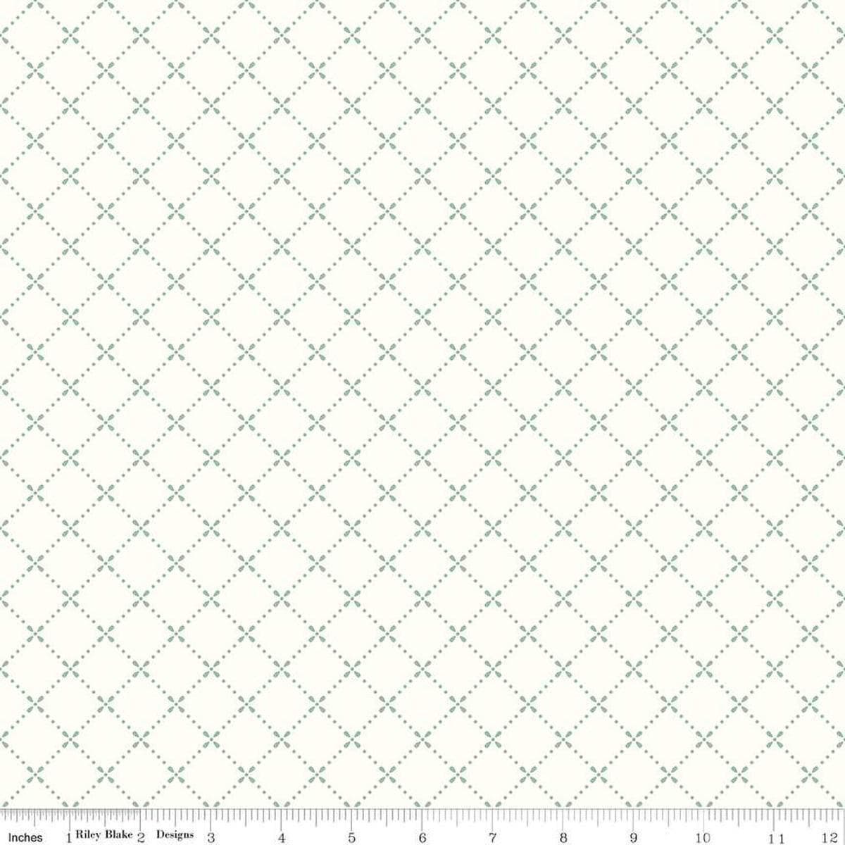 Image of Mary Catherine Grid Cloud quilting cotton fabric by Amy Smart for Riley Blake Designs. Features squares on an off-white background. Cute Little Fabric Shop