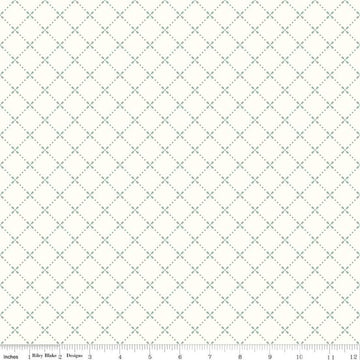 Image of Mary Catherine Grid Cloud quilting cotton fabric by Amy Smart for Riley Blake Designs. Features squares on an off-white background. Cute Little Fabric Shop