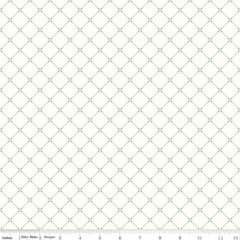 Image of Mary Catherine Grid Cloud quilting cotton fabric by Amy Smart for Riley Blake Designs. Features squares on an off-white background. Cute Little Fabric Shop