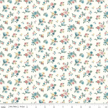 Image of Mary Catherine Ditsy Floral Cloud quilting cotton fabric by Amy Smart for Riley Blake Designs. Features flowers on an off-white background. Cute Little Fabric Shop