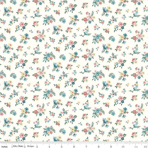 Image of Mary Catherine Ditsy Floral Cloud quilting cotton fabric by Amy Smart for Riley Blake Designs. Features flowers on an off-white background. Cute Little Fabric Shop