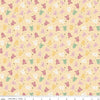 Image of Baby Girl Onesies Yellow quilting cotton fabric by Lori Whitlock for Riley Blake Designs. Features onesies on a yellow background. Cute Little Fabric Shop