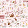 Image of Baby Girl Main Pink quilting cotton fabric by Lori Whitlock for Riley Blake Designs. Features toys on a pink background. Cute Little Fabric Shop
