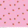 Image of Hand Made Pincushions Pink quilting cotton fabric by Amber Kemp-Gerstel for Riley Blake Designs. Features pincushions on a pink background. Cute Little Fabric Shop