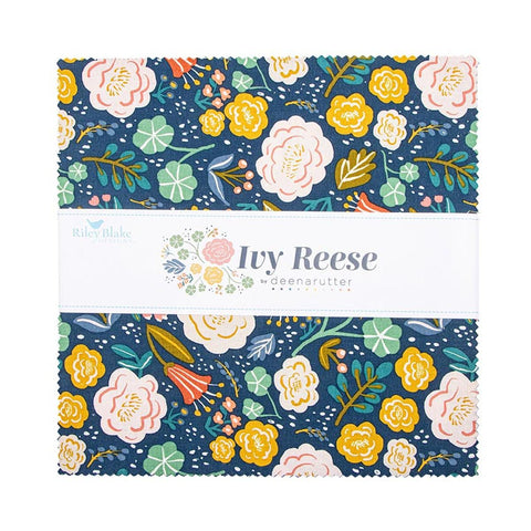 SALE Ivy Reese 10" Stacker Bundle - Riley Blake Designs - 42 piece Precut - Floral Flowers Blossoms - Quilting Cotton Fabric
