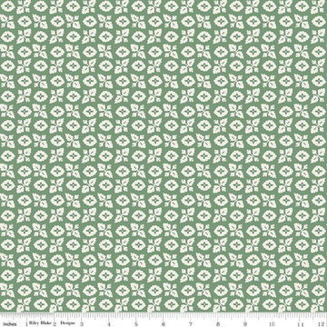 Image of Ivy Reese Garden Green quilting cotton fabric by Deena Rutter for Riley Blake Designs. Features leaves on a green background. Cute Little Fabric Shop
