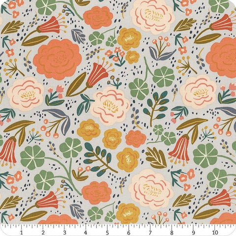 Image of Ivy Reese Main Dusk quilting cotton fabric by Deena Rutter for Riley Blake Designs. Features flowers on a gray background. Cute Little Fabric Shop