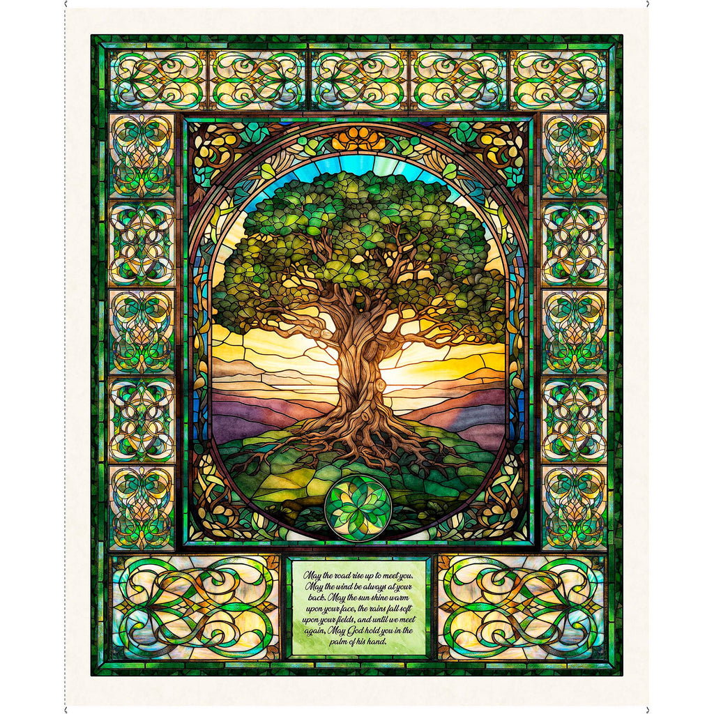 Spirit Of Ireland Celtic Tree Of Life Panel 31652 Multi X  - QT Fabrics - Folklore Stained Glass - Quilting Cotton Fabric