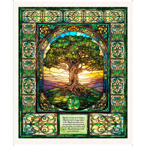 Spirit Of Ireland Celtic Tree Of Life Panel 31652 Multi X  - QT Fabrics - Folklore Stained Glass - Quilting Cotton Fabric