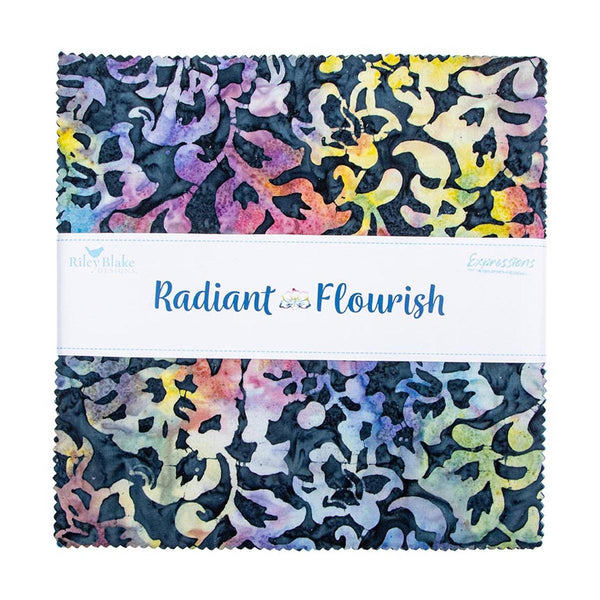 SALE Expressions Batiks Radiant Flourish 10" Stacker Bundle 10-23385-42 - Riley Blake Designs - 42 piece Precut - Quilting Cotton Fabric