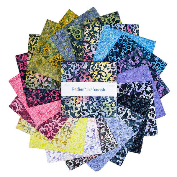 SALE Expressions Batiks Radiant Flourish 10" Stacker Bundle 10-23385-42 - Riley Blake Designs - 42 piece Precut - Quilting Cotton Fabric