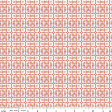 Image of Juju's Petals Mosaic Orange quilting cotton fabric by Judi Madsen for Riley Blake Designs. Features stripes on an orange background. Cute Little Fabric Shop