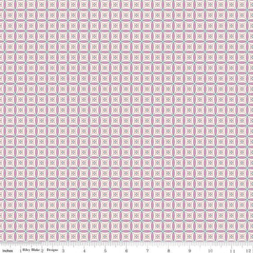 Image of Juju's Petals Mosaic Lilac quilting cotton fabric by Judi Madsen for Riley Blake Designs. Features stripes on a purple background. Cute Little Fabric Shop