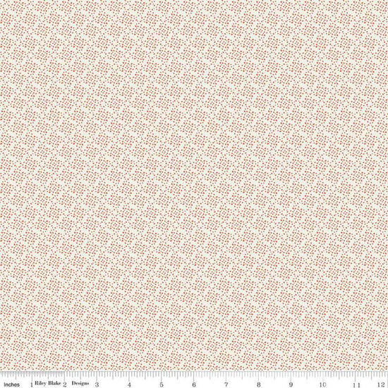 Image of Juju's Petals Dots Cream quilting cotton fabric by Judi Madsen for Riley Blake Designs. Features dots on an off-white background. Cute Little Fabric Shop