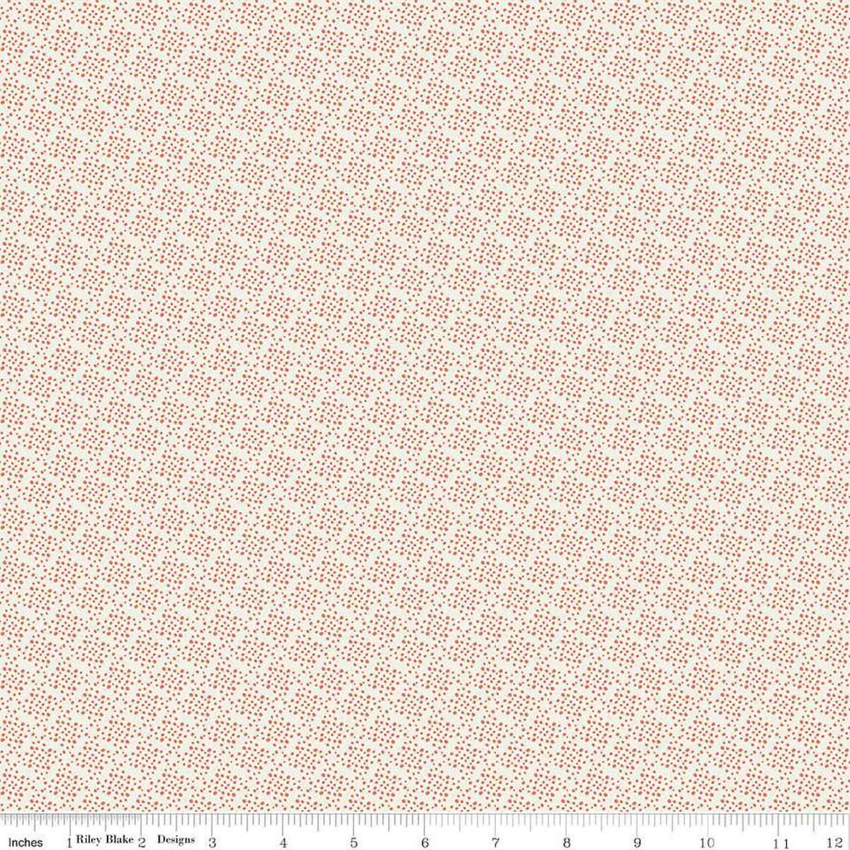 Image of Juju's Petals Dots Cream quilting cotton fabric by Judi Madsen for Riley Blake Designs. Features dots on an off-white background. Cute Little Fabric Shop