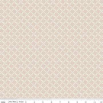 Image of Juju's Petals Dots Cream quilting cotton fabric by Judi Madsen for Riley Blake Designs. Features dots on an off-white background. Cute Little Fabric Shop