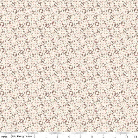 Image of Juju's Petals Dots Cream quilting cotton fabric by Judi Madsen for Riley Blake Designs. Features dots on an off-white background. Cute Little Fabric Shop